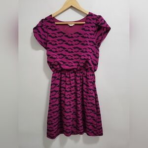 Peach Love Fuscia Bat Blouson Dress Spooky Halloween Size Small / Medium